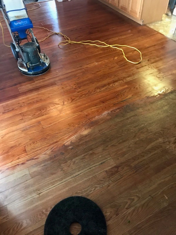 WOOD FLOOR CLEANING - DURING